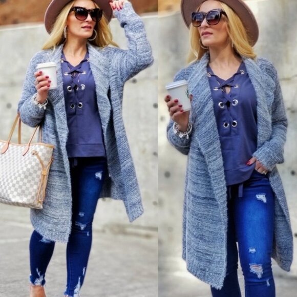 CASUAL DOLLZ Soft Cardigan - Blue - Picture 2 of 4